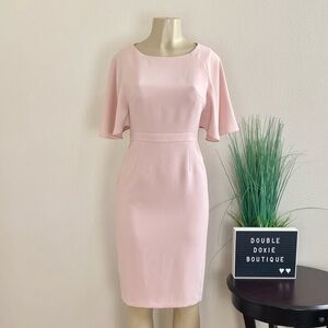 TAHARI | Pink Flutter Sleeve Pencil Dress Sz 4